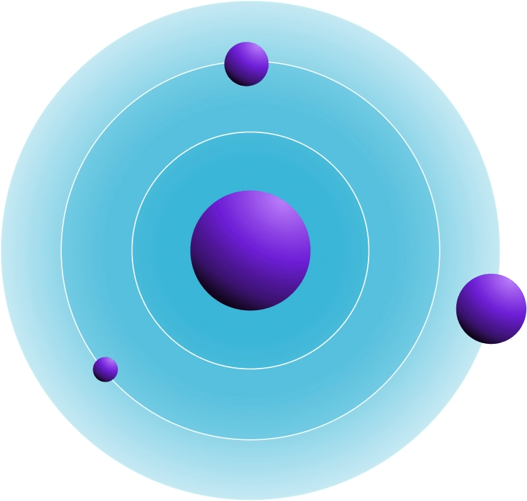 Illustrazione astratta di un sistema planetario che ruota su se stesso